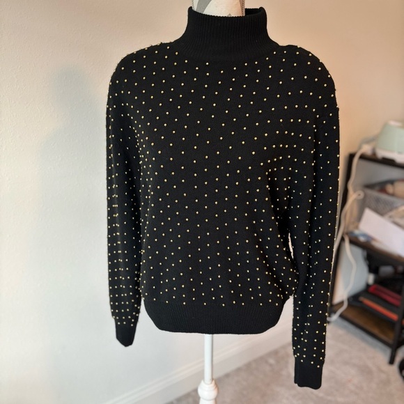 Womens Vintage 80s Gold Beaded Sweater - holiday Glam | Size Medium - Picture 2 of 7